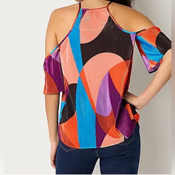 Bold Elements Womens Asymmetrical Neck Short Sleeve Blouse size Medium New - Picture 2 of 6